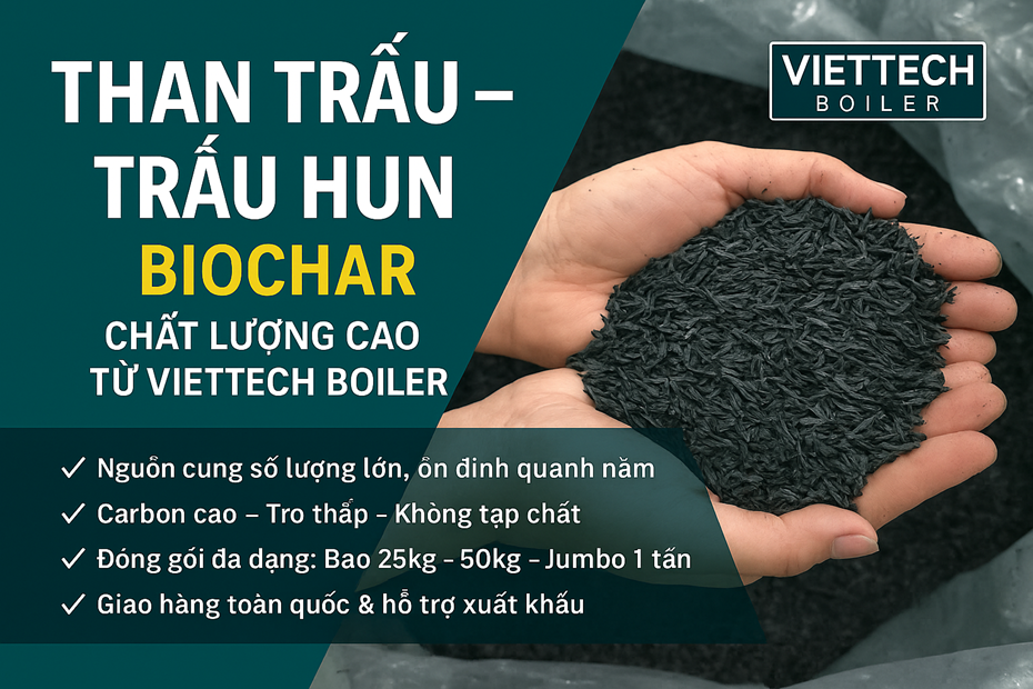 Than Trấu Biochar - Trấu Hun Công Nghiệp Giá Tốt – Viettech Boiler